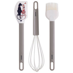 НАБОР: ВЕНЧИК, ЛОПАТКА, КИСТОЧКА AGNESS, 3 ПРЕДМЕТА, СЕРИЯ ПАРИЖСКИЕ КОТЫ