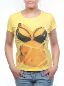 A1905106 YELLOW Футболка женская (95 % хлопок, 5% спандекс)