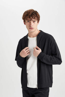 Кардиган-бомбер стандартного кроя с воротником-бомбером - Defacto фото 3