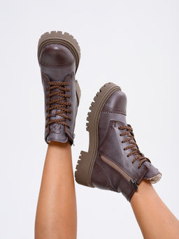 Ботинки 319.taskanaka.Вакса коричневая/шерсть