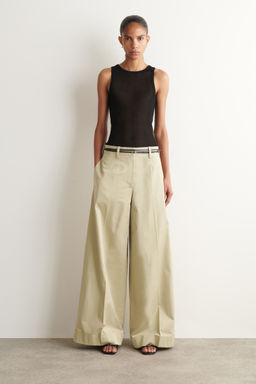 PANTAL?N WIDE LEG DE TWILL DE ALGOD?N