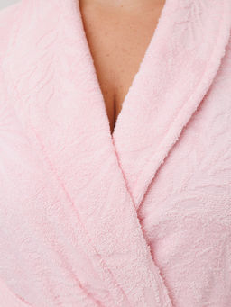 Женский махровый халат с шалькой Бамбук пудрово-розовый МЗ-02 Бамбук (102)
