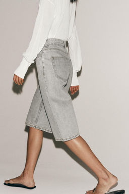 BERMUDA DENIM TIRO MEDIO ZW COLLECTION / Gris - Zara фото 4