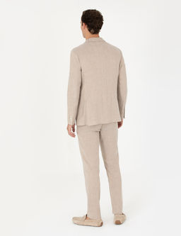 A__k Kahverengi Ekstra Slim Fit Keten Kar___ml_ Tak_m Elbise