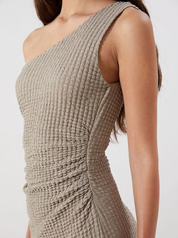 Tek Omuz B?zg?l? Elbise