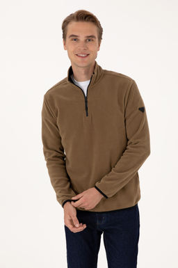 Erkek Haki Basic Sweatshirt Sepette S_rpriz _ndirim