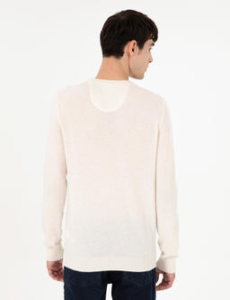 Ekru Slim Fit Bisiklet Yaka Ka_mir Triko Kazak - Pierre cardin фото 5