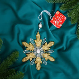 Цена за 2 шт. Ёлочная игрушка Зимнее волшебство. Снежинки лучистые, 1414 см, прозрачно-золотой, МИКС  фото 7