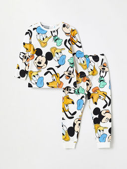 Bisiklet Yaka Uzun Kollu Mickey Mouse Erkek Bebek Pijama Tak?m?