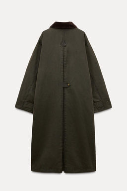 WAXED TRENCH COAT WITH CORDUROY COLLAR - Zara фото 6