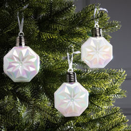 Набор ёлочных шаров Изморозь, 3 шт, d=7.5 см, 3 LED, от батареек AG139, свечение тёплое белое - Luazon lighting фото 2