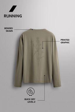 CAMISETA T?CNICA RUNNING MANGA LARGA GR?FICO / Gris claro - Zara фото 11