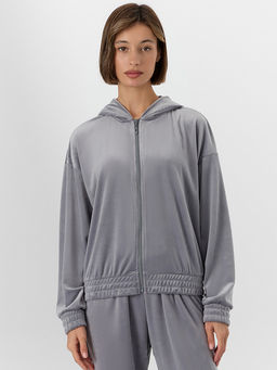 Толстовка женская велюровая серая