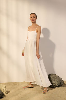 Trendyolmilla Beyaz %100 Keten Maxi Elbise TWOSS25EL00643  фото 2