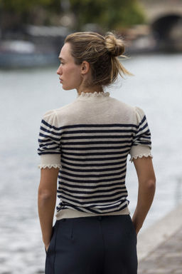 STRIPED KNIT TOP WITH FRILLS - Zara фото 3