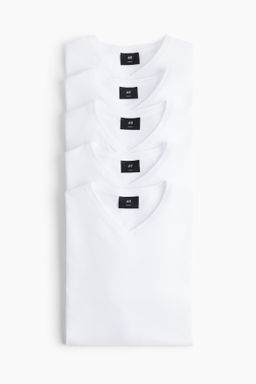 Pack de 5 camisetas con cuello de pico Slim Fit
