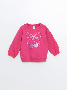 Bisiklet Yaka Desenli K?z ?ocuk Sweatshirt