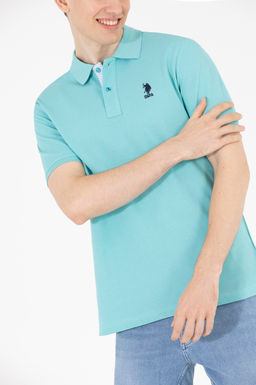 Мужская мятная футболка с воротником поло Basic - U.s. polo assn фото 6