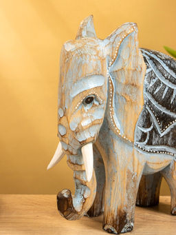 Сувенир «Слон», 24×9×30 см, дерево, коричнево-голубой