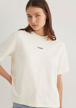 Mavi Logo Bask?l? Beyaz Tisort