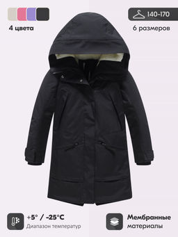 Парка зимняя подростковая для девочки с капюшоном черного цвета 9538Ch - Mtforce фото 3