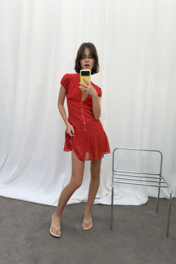 VESTIDO CORTO LUNARES / Rojo / Blanco - Zara фото 8