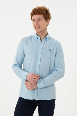 Мужская голубая рубашка с длинным рукавом - U.s. polo assn фото 8