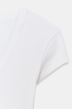 CAMISETA CUELLO OLLA / Blanco roto - Zara фото 3