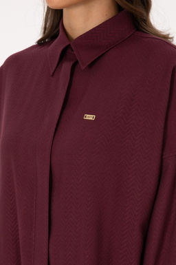 Kad_n Bordo Uzun Kollu Oversize Desenli G_mlek - U.s. polo assn фото 7