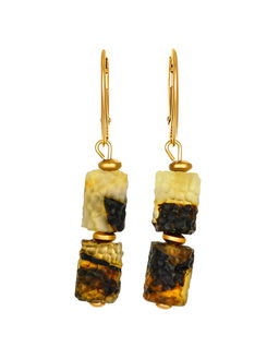 Эксклюзивные серьги с янтарными цилиндрами Марс