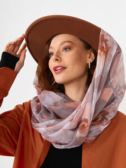 Большой, мягкий, тонкий и очень нежный двусторонний палантин с рисунком в стиле арт-деко