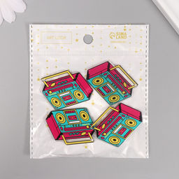 Цена за 4 шт. Декор для творчества акрил двусторонний «Магнитофон», 4.1×3×0.2 см