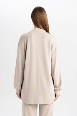 Толстовка-туника стандартного кроя с круглым вырезом - Defacto фото 6