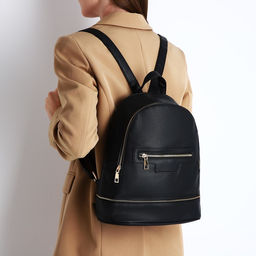 Рюкзак женский из искусственной кожи на молнии, 1 карман, цвет чёрный - Simaland фото 5