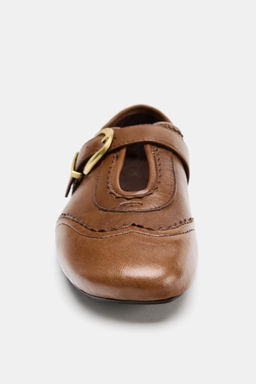 LEATHER BROGUE BALLERINAS - Zara фото 4