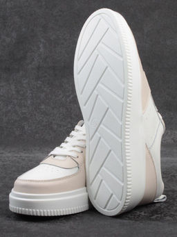03-YJ425-1 WHITE/BEIGE Полуботинки спортивные женские (натуральная кожа) - Фабричный китай фото 14
