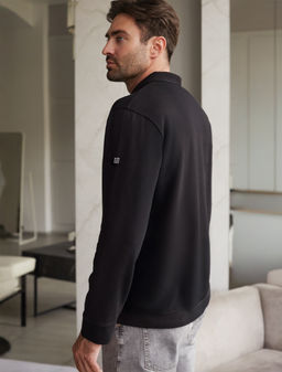 Свитшот с воротом стойкой на молнии из эластичного футера двухнитки - Vilatte фото 3