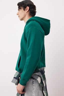 Zumrut Yesili Oversize/Genis Kesim Fermuarl? Kapusonlu Ici Polarl? Basic Sweatshirt TMNAW25SW00050
