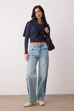 Mavi Dikis Detayl? Yuksek Bel Wide Leg Jeans TWOAW26JE00233 - Trendyolmilla фото 2