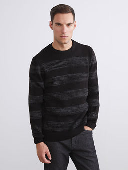 Bisiklet Yaka ?izgili Erkek Triko Kazak