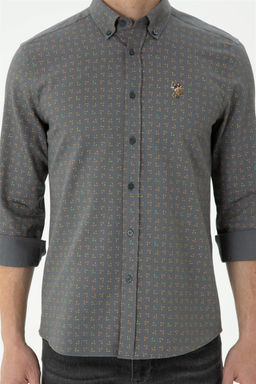 U. S. Polo Assn / Мужская рубашка антрацитового цвета с длинным рукавом - U.s. polo assn фото 13