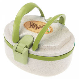 Ланч-бокс для продуктов пластмассовый Эко дом 15х14,5см h9см, 2 уровня: 0,2л 15,3х12см h2,6см; 0,4л, 15х11,8см h5,5см, с ложкой 13см, бежевый, с цветными клипсами и ручками, цвета в ассортименте: фисташковый, розовый, голубой (Китай) Пластик с доба - Домашняя мода фото 6