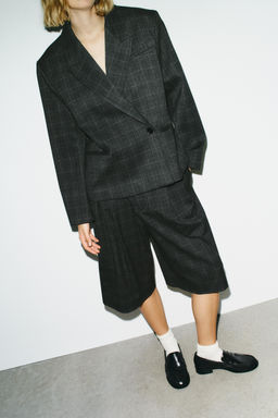 OVERSIZE CROPPED CHECK BLAZER - Zara фото 3