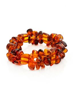 Плетёный браслет из натурального балтийского янтаря Косичка коньячная