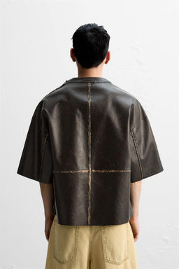 FADED LEATHER EFFECT OVERSHIRT - Zara фото 4
