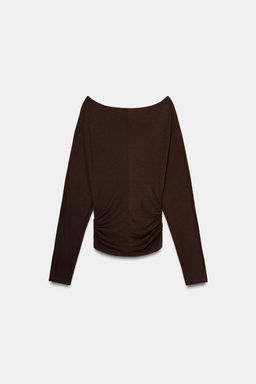 CAMISETA TACHAS MANGA LARGA / Marr?n oscuro - Zara фото 6