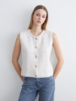 Bisiklet Yaka Kad?n Triko Yelek