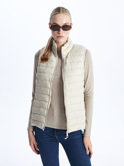 Kad?n Dik Yaka D?z ?i?me Yelek