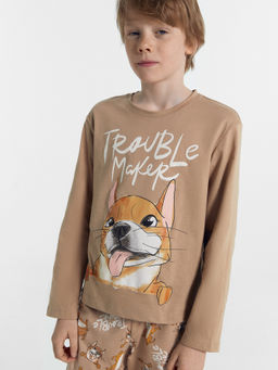 Комплект для мальчиков (джемпер, брюки) бежевый с собачками - Mark formelle фото 2