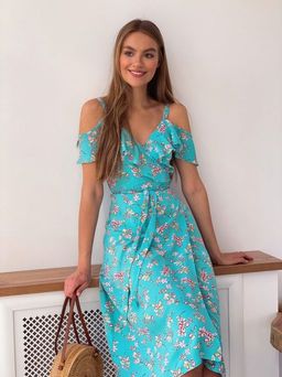 4195 Сарафан в цветочек в цвете тиффани - Martichelli фото 4